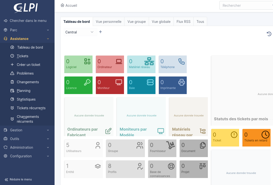 Screenshot of GLPI
